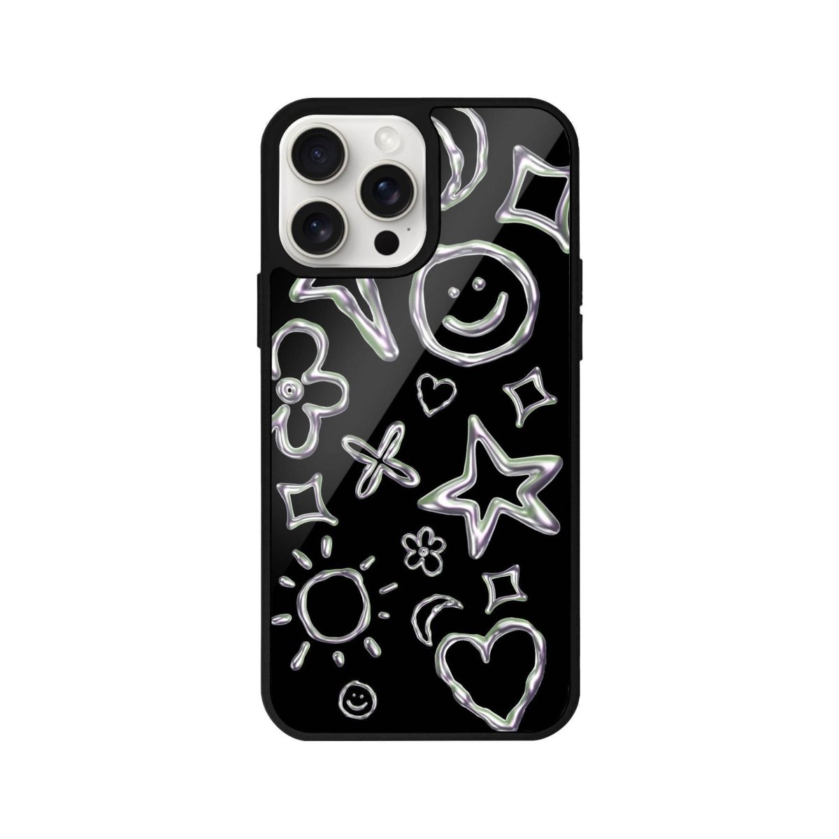 iPhone 14 Plus Silver Doodles Glossy Cam Telefon Kılıfı - SUMTHINCS