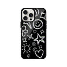 iPhone 14 Plus Silver Doodles Glossy Cam Telefon Kılıfı - SUMTHINCS