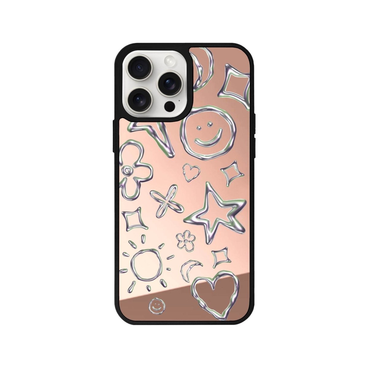 iPhone 14 Plus Silver Doodles Mirror Aynalı Telefon Kılıfı Metalik Pembe - SUMTHINCS