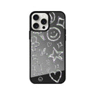 iPhone 14 Plus Silver Doodles Mirror Aynalı Telefon Kılıfı Antrasit - SUMTHINCS