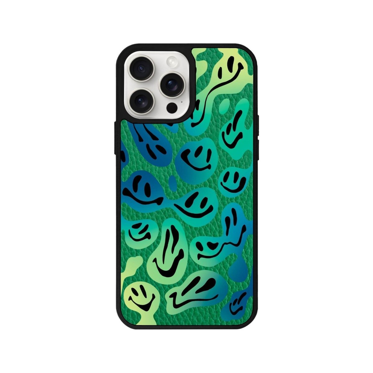 iPhone 14 Plus Smiley Leather Vegan Deri Telefon Kılıfı Yeşil - SUMTHINCS