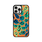 iPhone 14 Plus Smiley Leather Vegan Deri Telefon Kılıfı Turuncu - SUMTHINCS