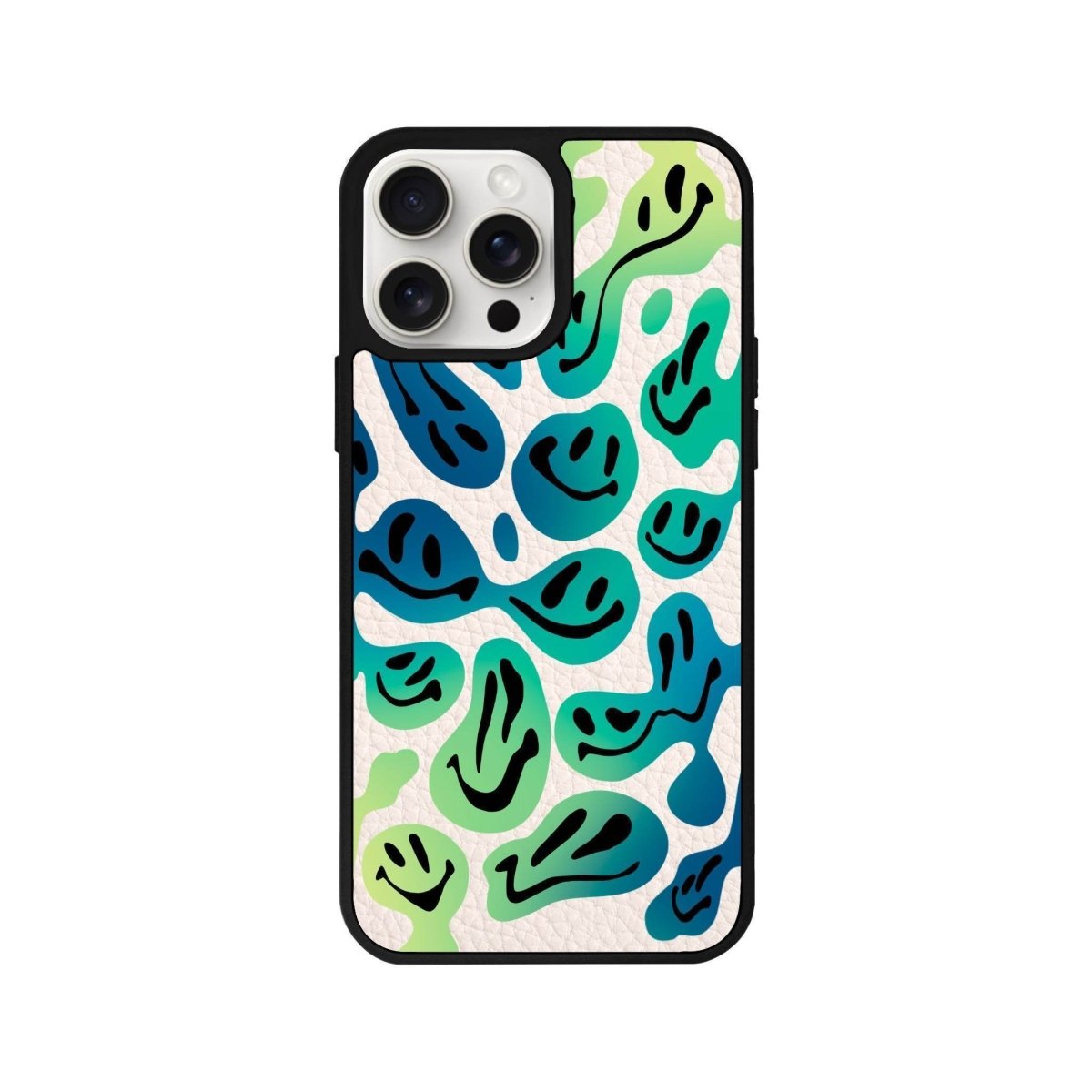 iPhone 14 Plus Smiley Leather Vegan Deri Telefon Kılıfı Bej - SUMTHINCS