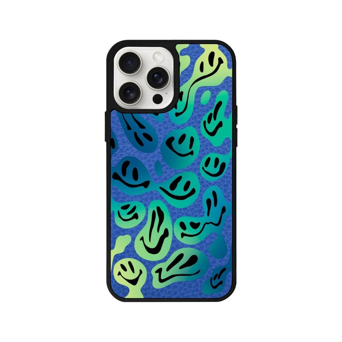 iPhone 14 Plus Smiley Leather Vegan Deri Telefon Kılıfı Mavi - SUMTHINCS