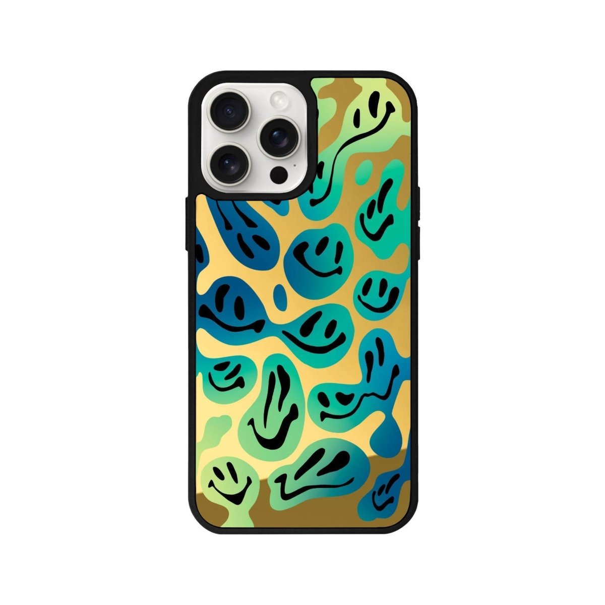 iPhone 14 Plus Smiley Mirror Aynalı Telefon Kılıfı Altın - SUMTHINCS