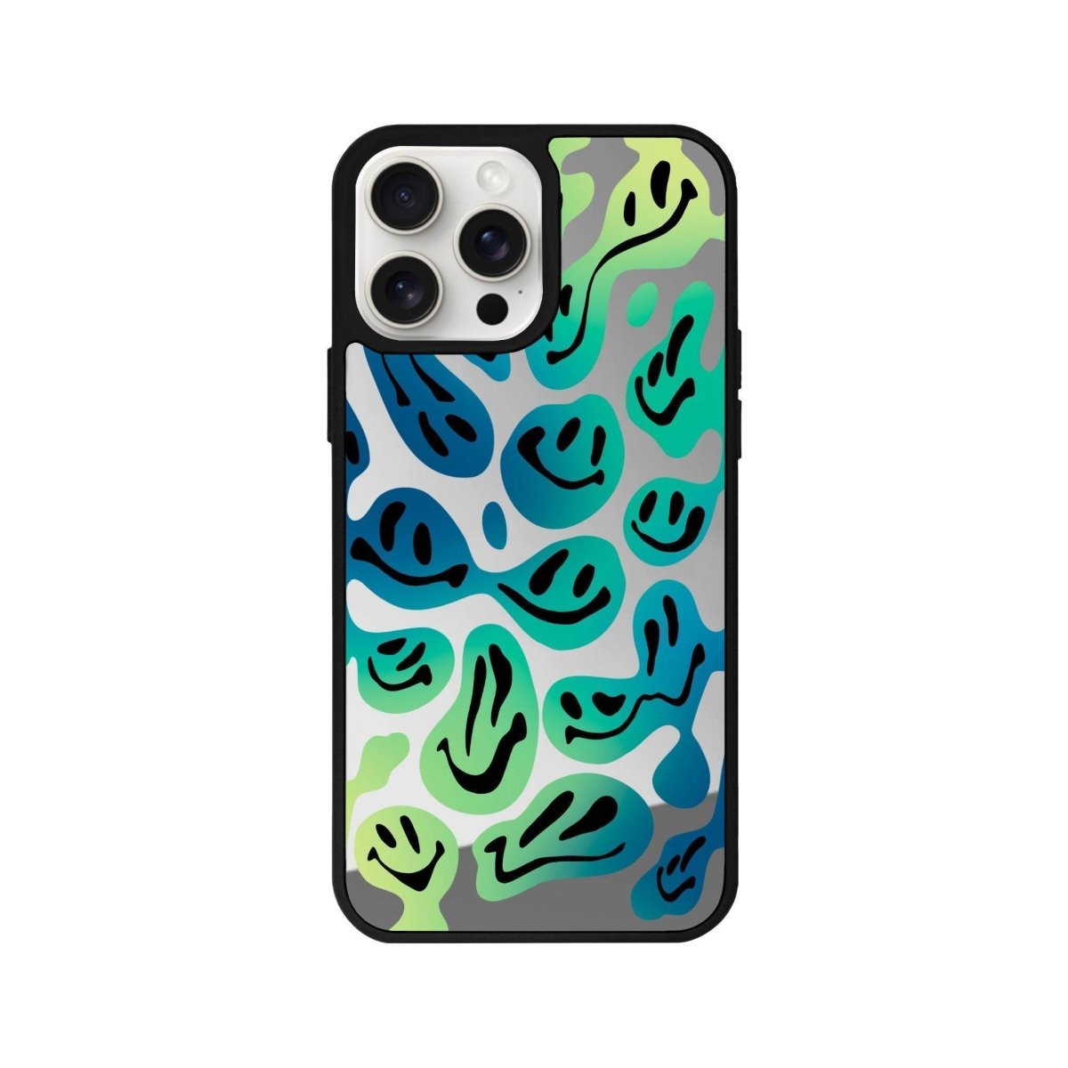 iPhone 14 Plus Smiley Mirror Aynalı Telefon Kılıfı Gümüş - SUMTHINCS