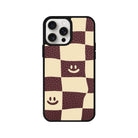 iPhone 14 Plus Smiling Check Leather Vegan Deri Telefon Kılıfı - SUMTHINCS