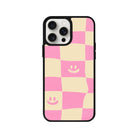 iPhone 14 Plus Smiling Check Leather Vegan Deri Telefon Kılıfı - SUMTHINCS