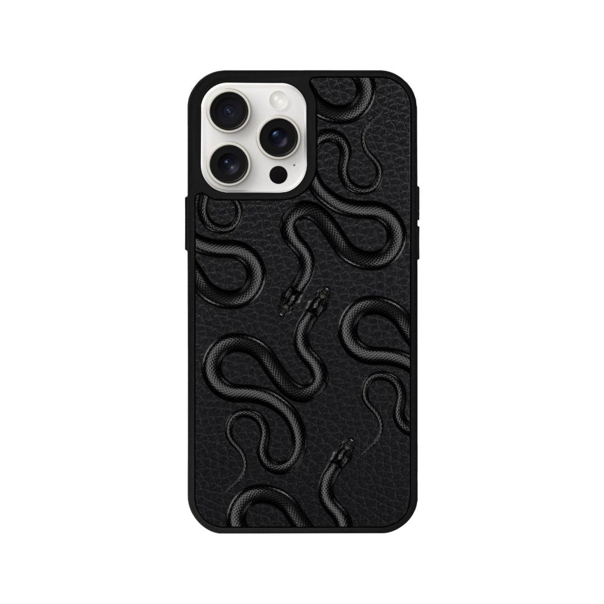 iPhone 14 Plus Snakes Leather Vegan Deri Telefon Kılıfı Siyah - SUMTHINCS