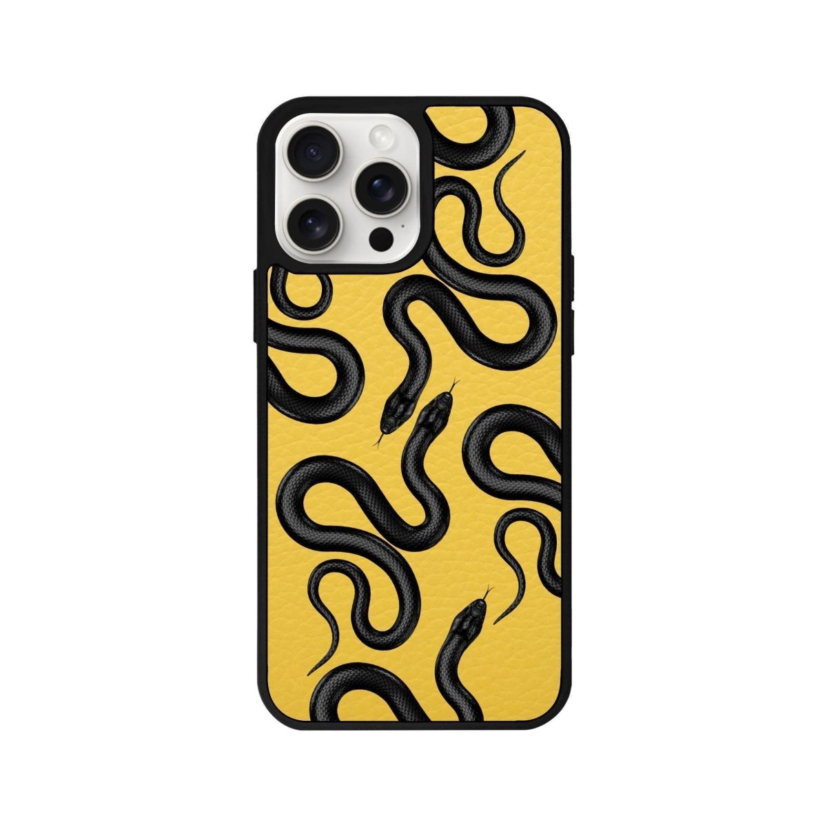 iPhone 14 Plus Snakes Leather Vegan Deri Telefon Kılıfı Sarı - SUMTHINCS