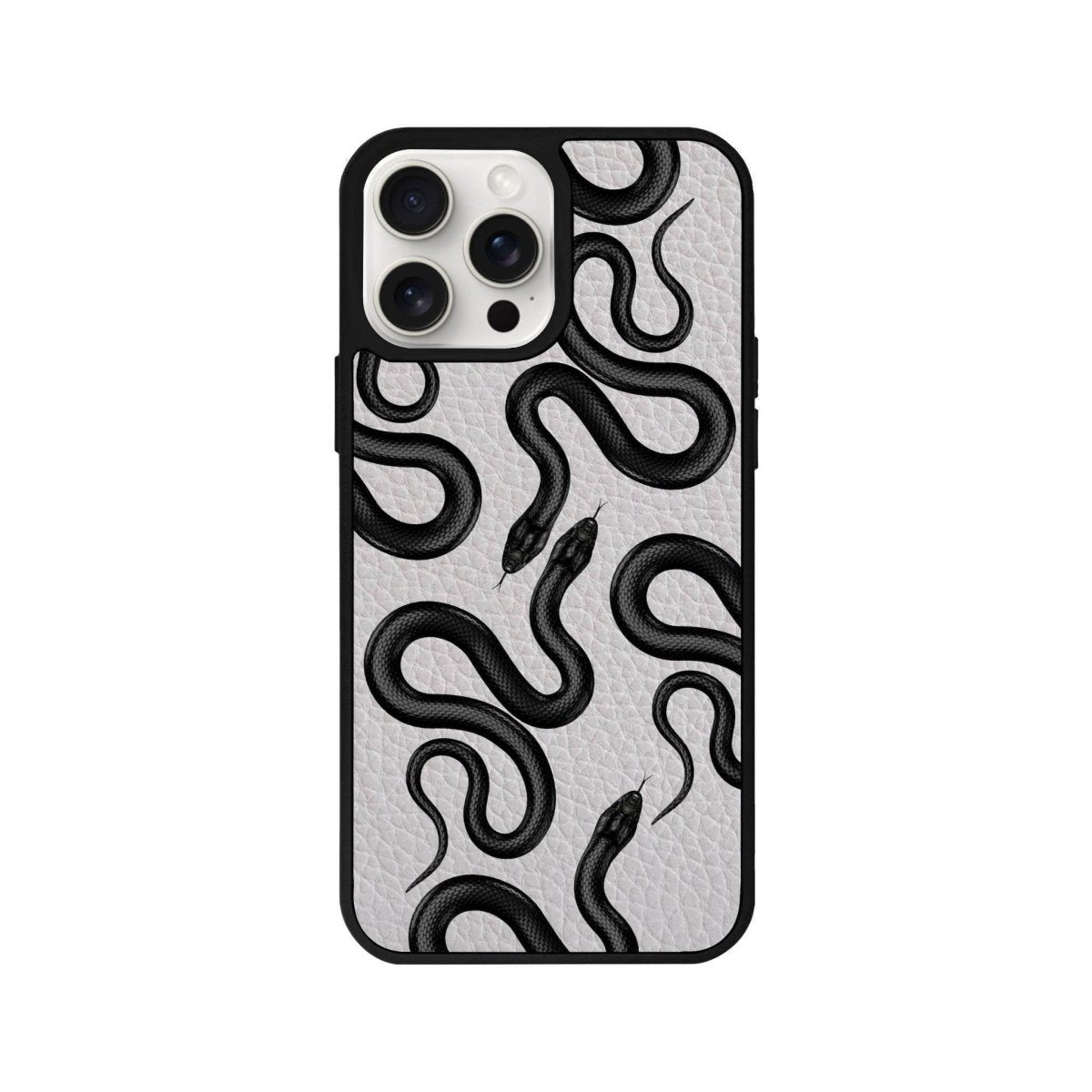 iPhone 14 Plus Snakes Leather Vegan Deri Telefon Kılıfı Gri - SUMTHINCS