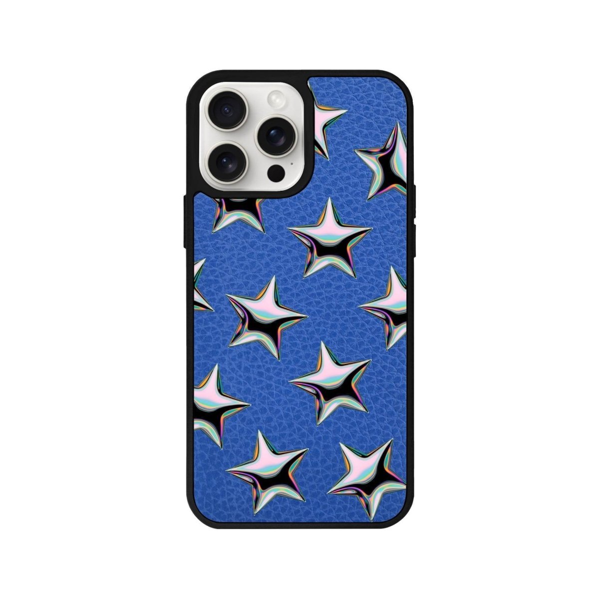 iPhone 14 Plus Stars Leather Vegan Deri Telefon Kılıfı Mavi - SUMTHINCS