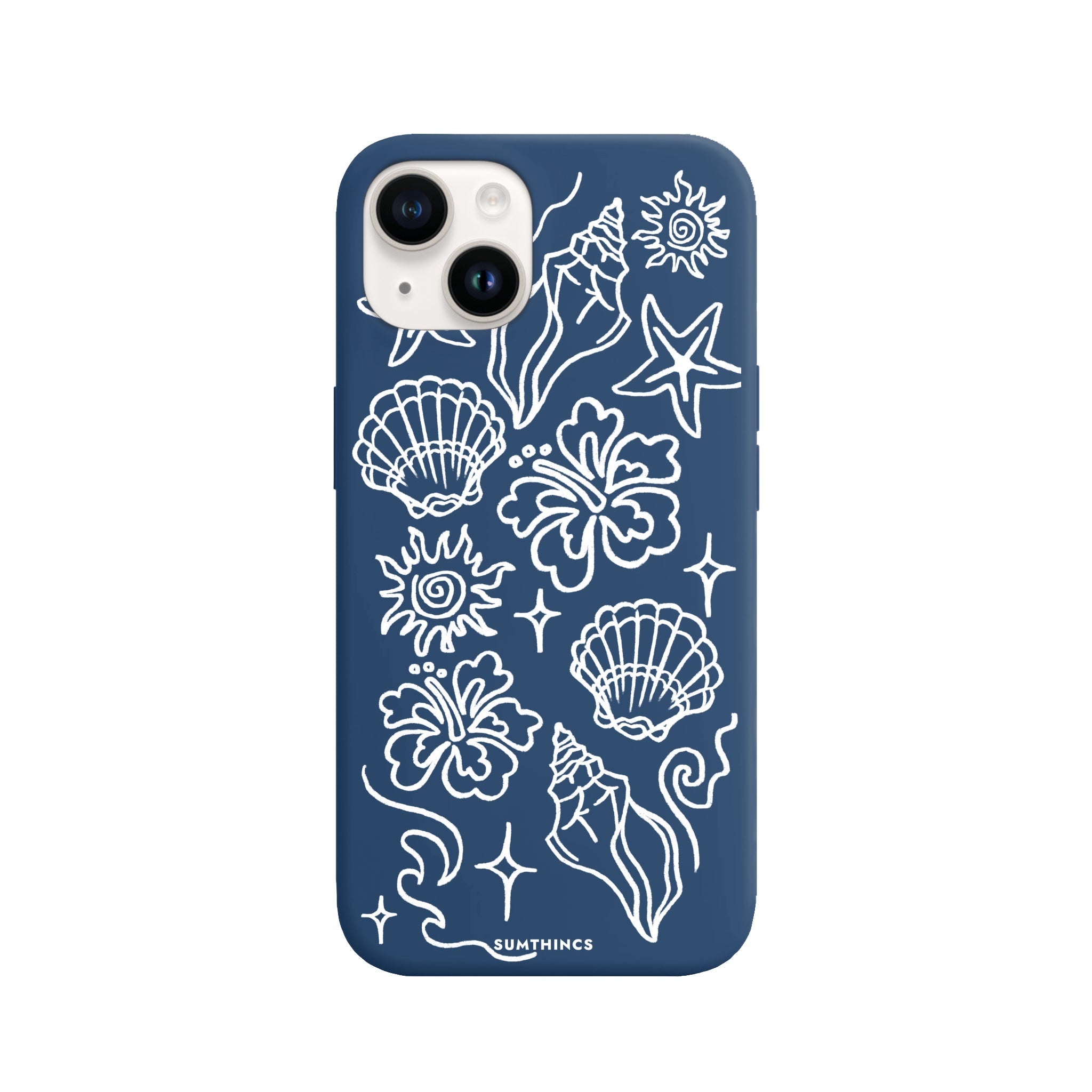 iPhone 14 Plus Summer Sketch Premium Telefon Kılıfı Pasifik Mavi - SUMTHINCS