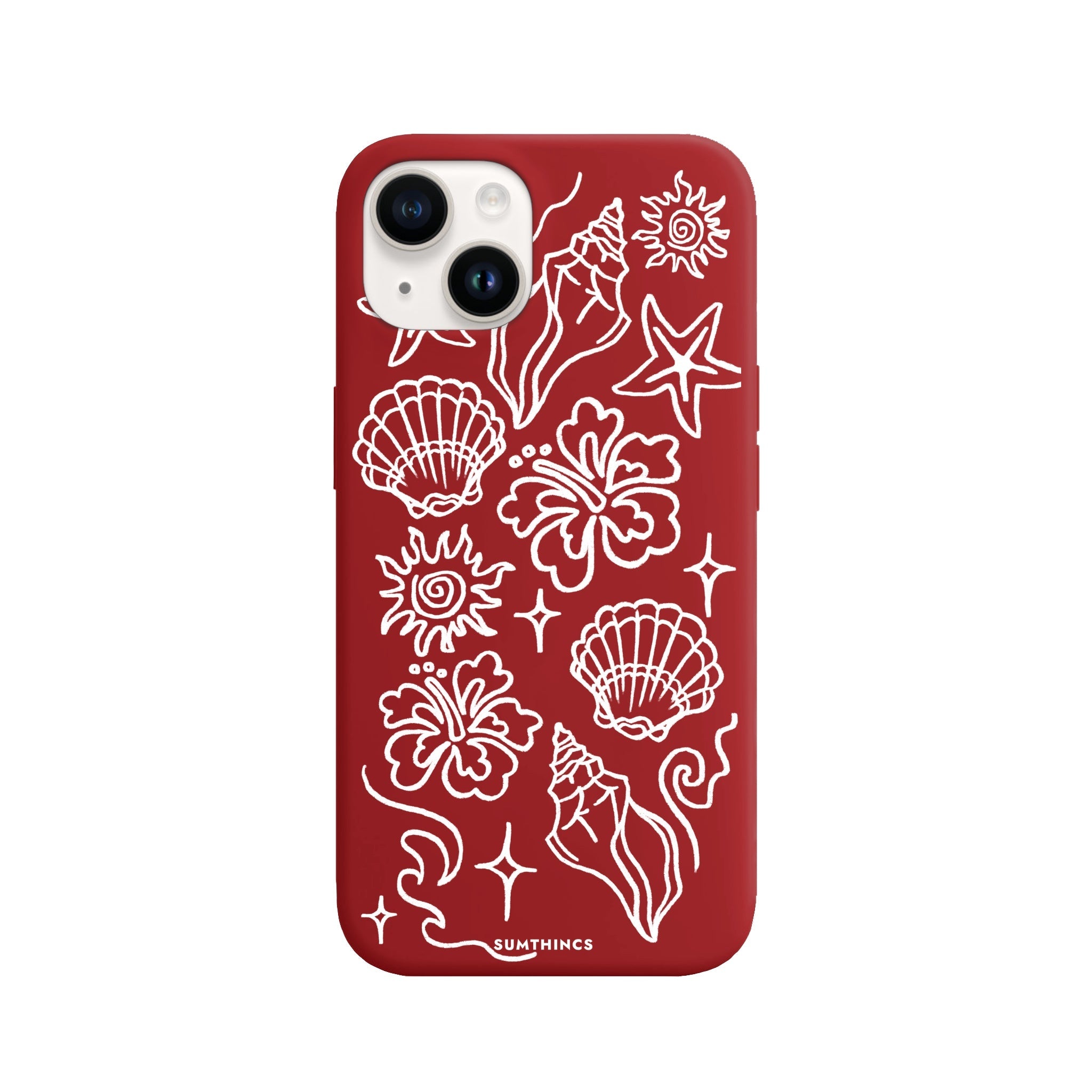 iPhone 14 Plus Summer Sketch Premium Telefon Kılıfı Kırmızı - SUMTHINCS