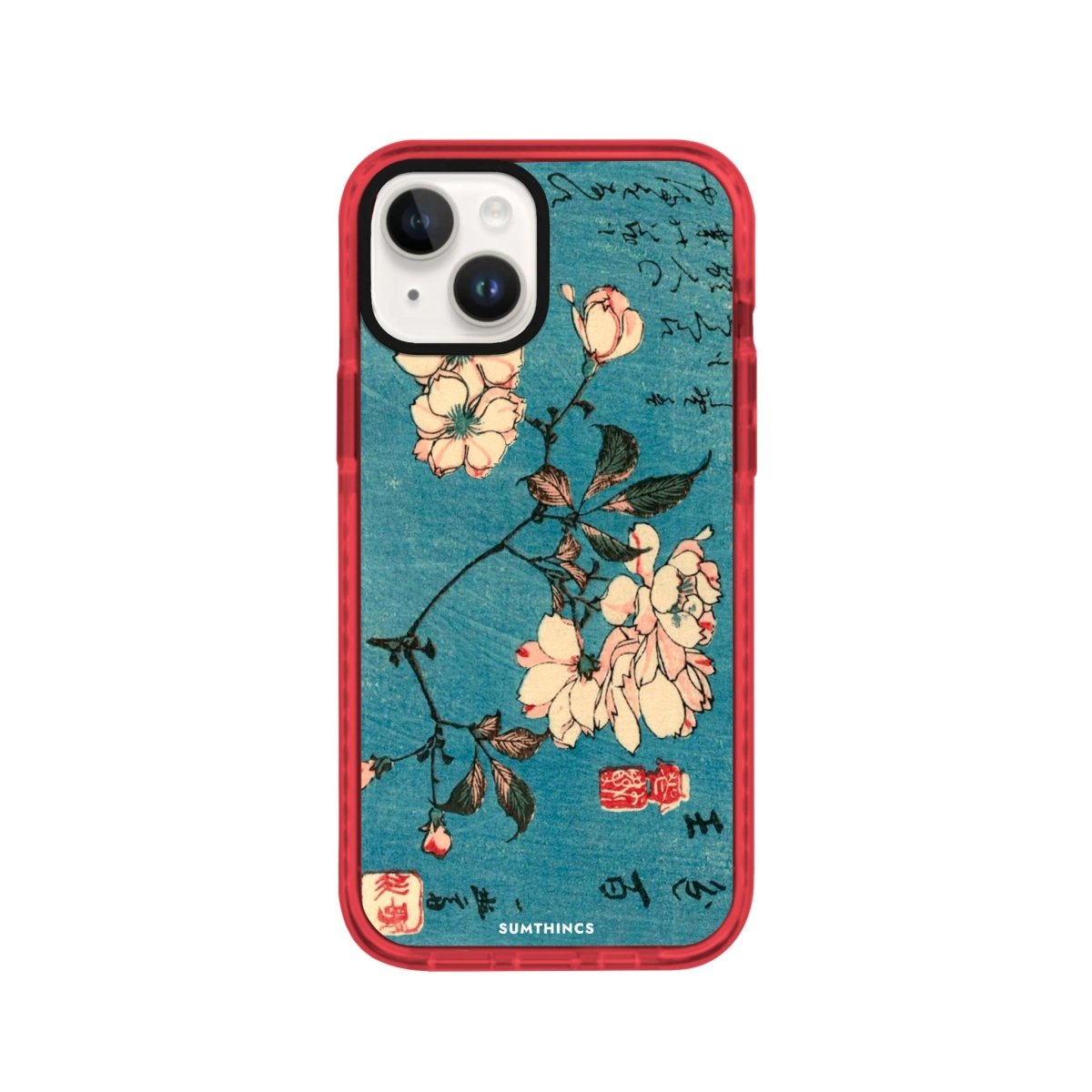 iPhone 14 Plus Vintage Sakura Procase Şeffaf Telefon Kılıfı Kırmızı - SUMTHINCS