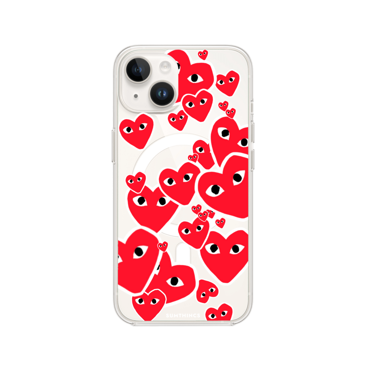 iPhone 15 Hearts Clear Magsafe Şeffaf Telefon Kılıfı - SUMTHINCS