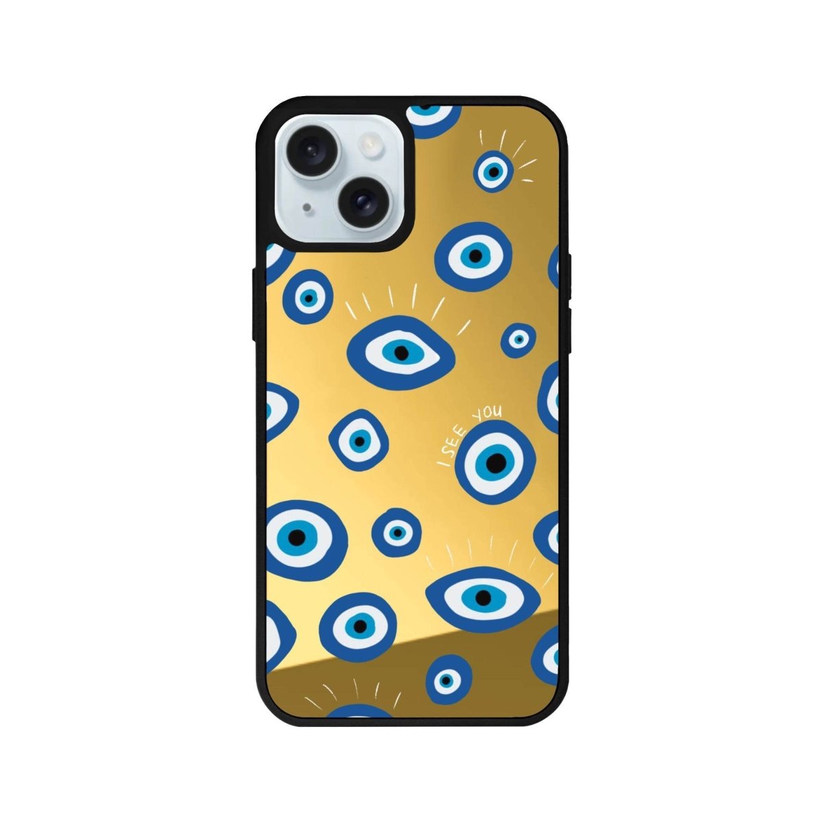 iPhone 15 I See You Mirror Aynalı Telefon Kılıfı Altın - SUMTHINCS