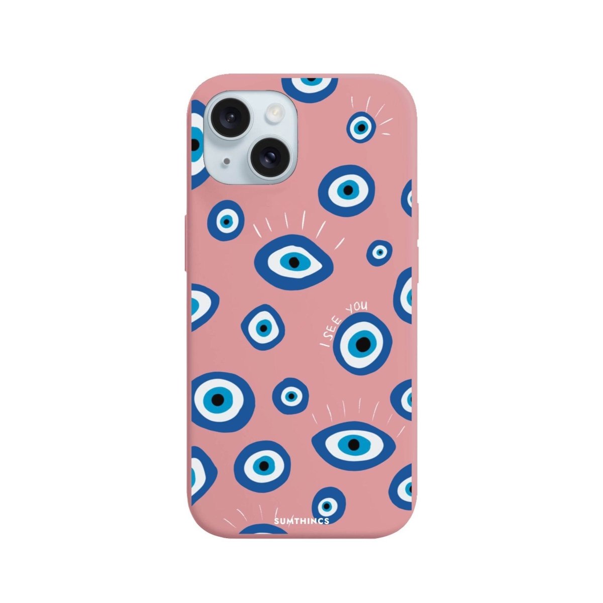 iPhone 15 I See You Premium Telefon Kılıfı Pembe - SUMTHINCS