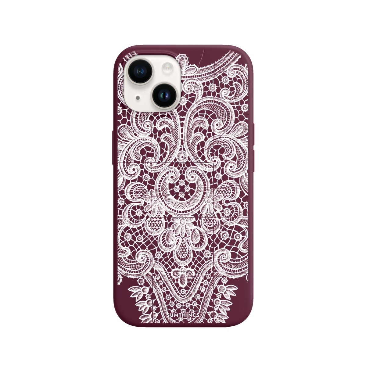 iPhone 15 Lacework Premium Telefon Kılıfı Bordo - SUMTHINCS