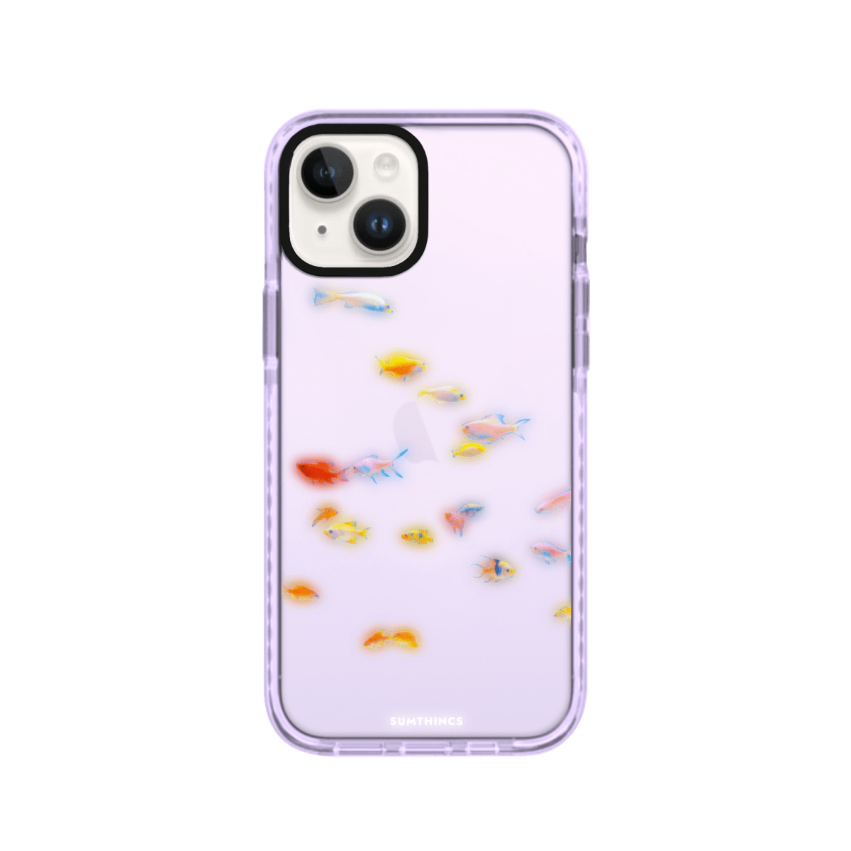iPhone 15 Neon Fish Procase Şeffaf Telefon Kılıfı Lila - SUMTHINCS