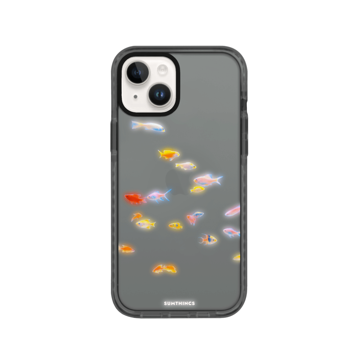 iPhone 15 Neon Fish Procase Şeffaf Telefon Kılıfı Antrasit - SUMTHINCS