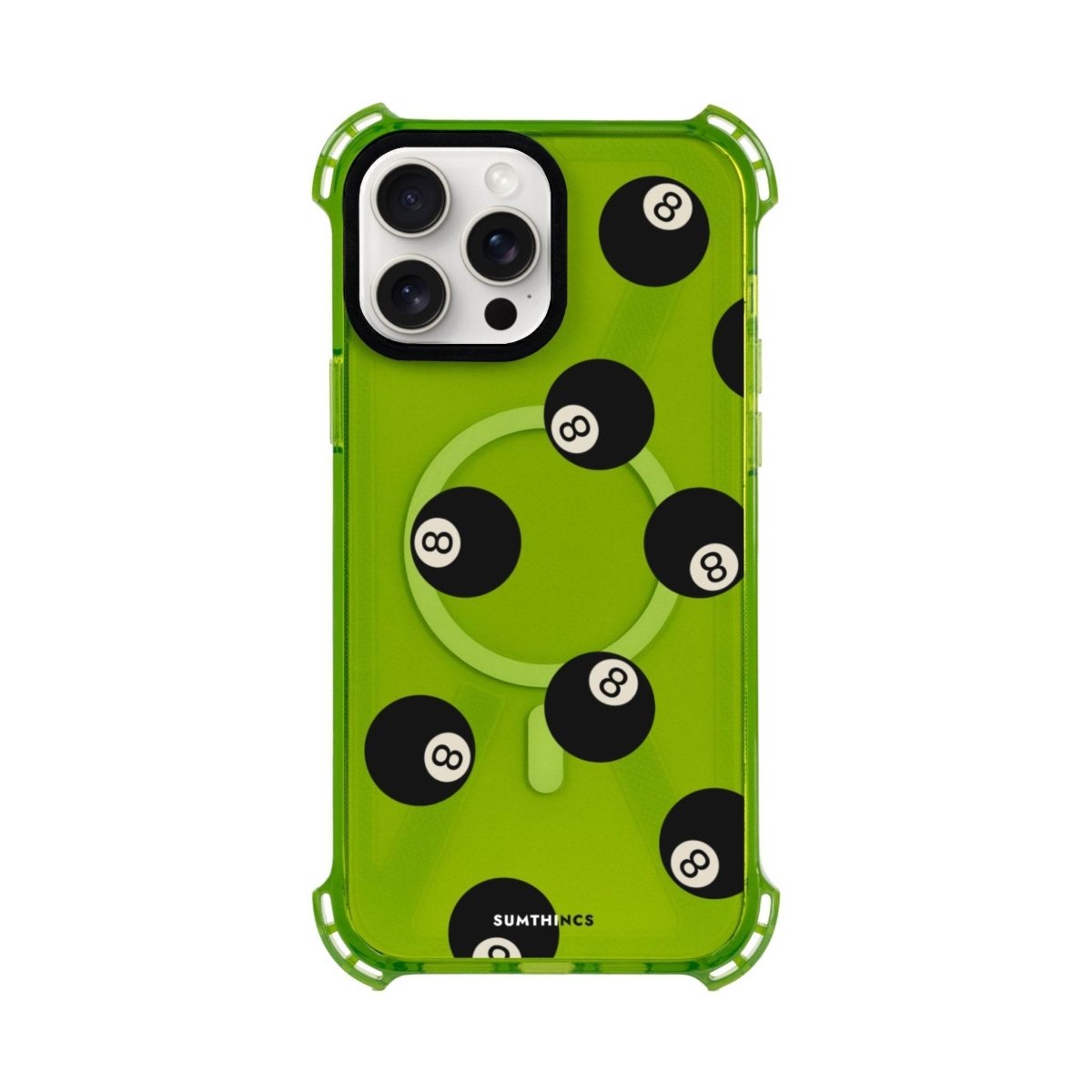 iPhone 15 Plus 8Ball Bumper Magsafe Şeffaf Telefon Kılıfı Yeşil - SUMTHINCS