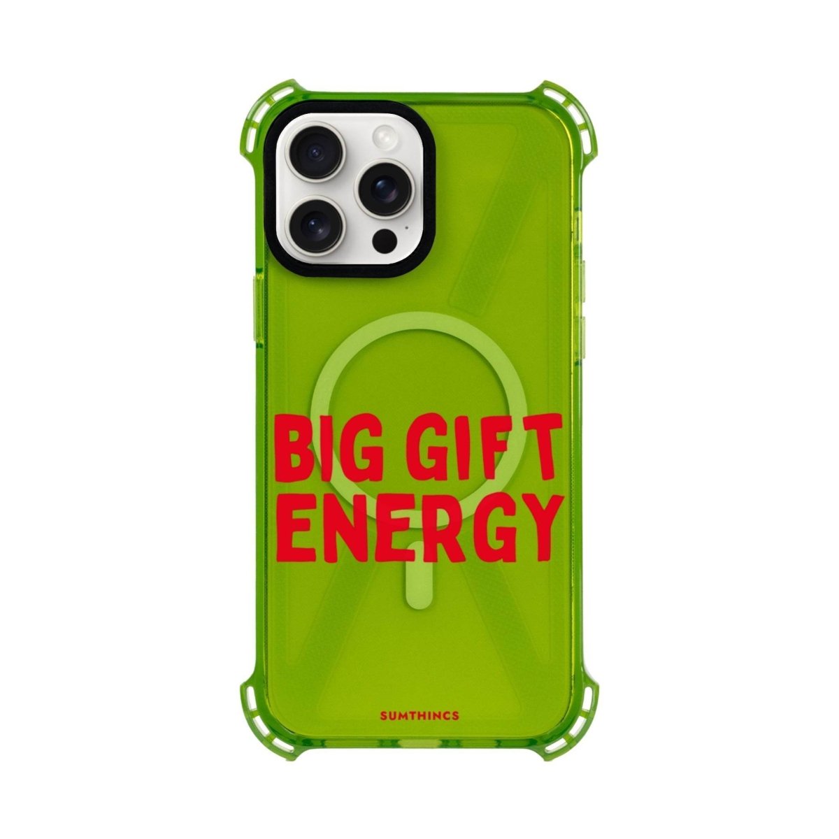 iPhone 15 Plus Big Gift Energy Bumper Magsafe Şeffaf Telefon Kılıfı Yeşil - SUMTHINCS