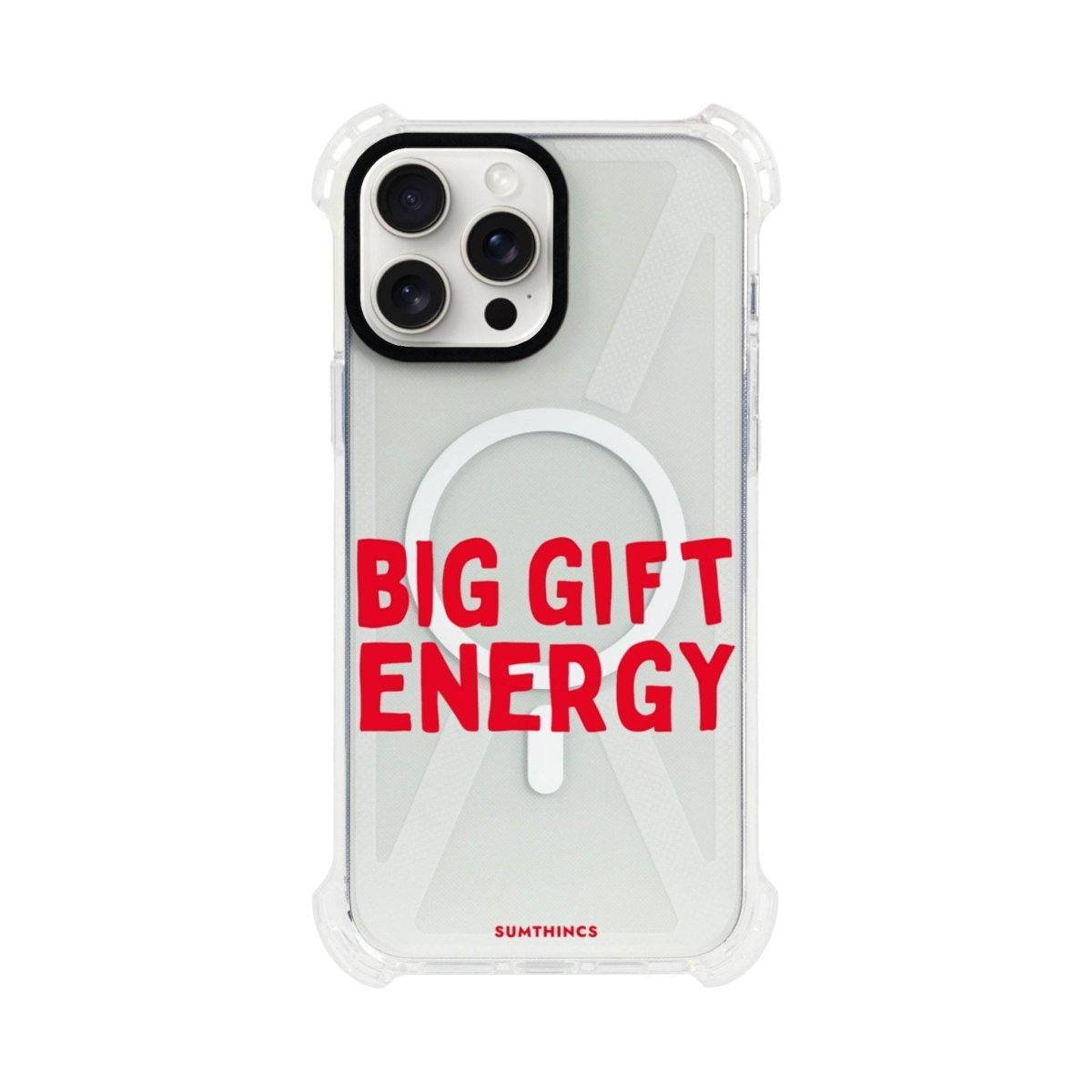 iPhone 15 Plus Big Gift Energy Bumper Magsafe Şeffaf Telefon Kılıfı Beyaz Şeffaf - SUMTHINCS