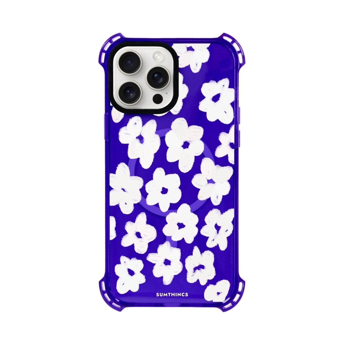 iPhone 15 Plus Blossoms Bumper Magsafe Şeffaf Telefon Kılıfı Mor - SUMTHINCS