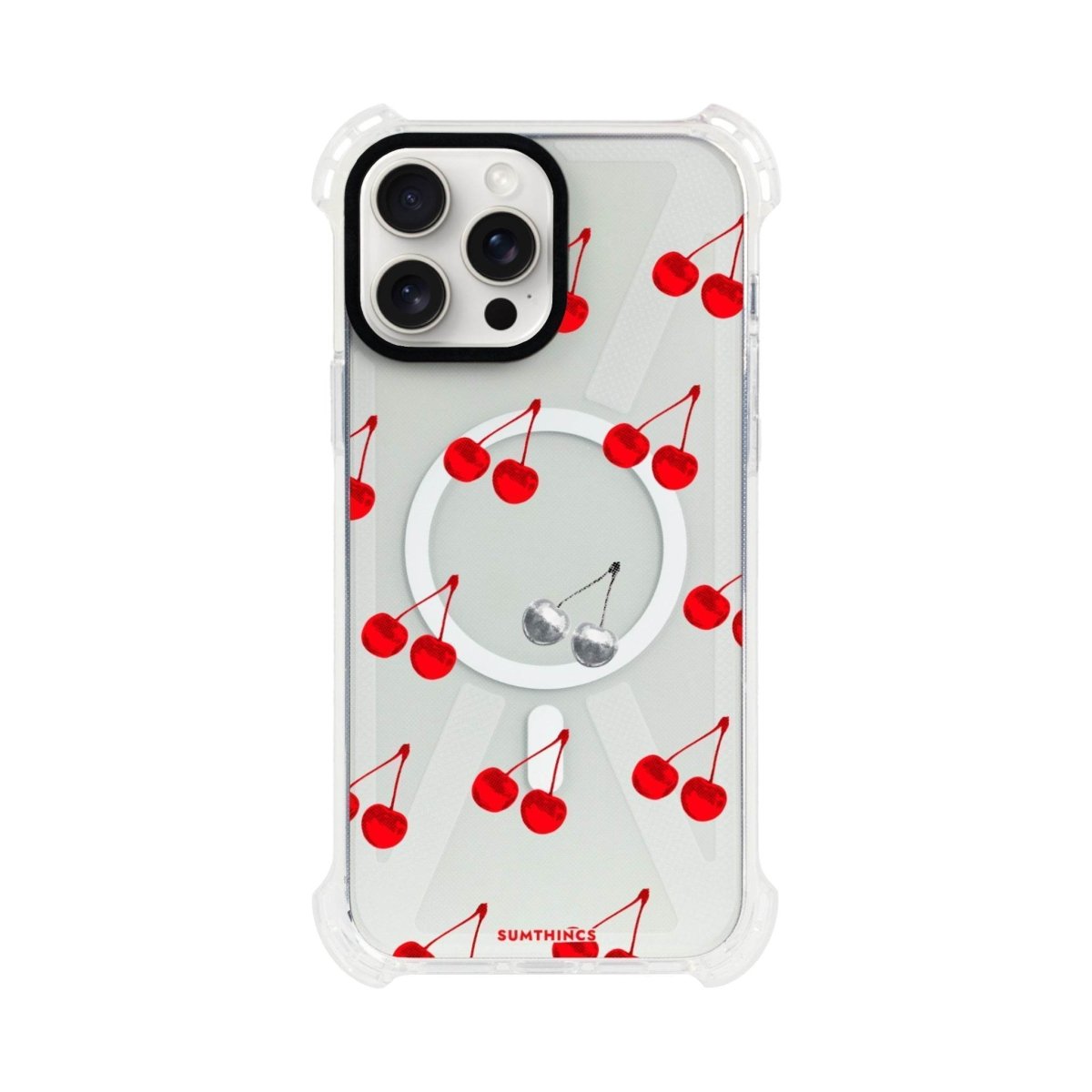 iPhone 15 Plus Disco Cherry Bumper Magsafe Şeffaf Telefon Kılıfı Beyaz Şeffaf - SUMTHINCS