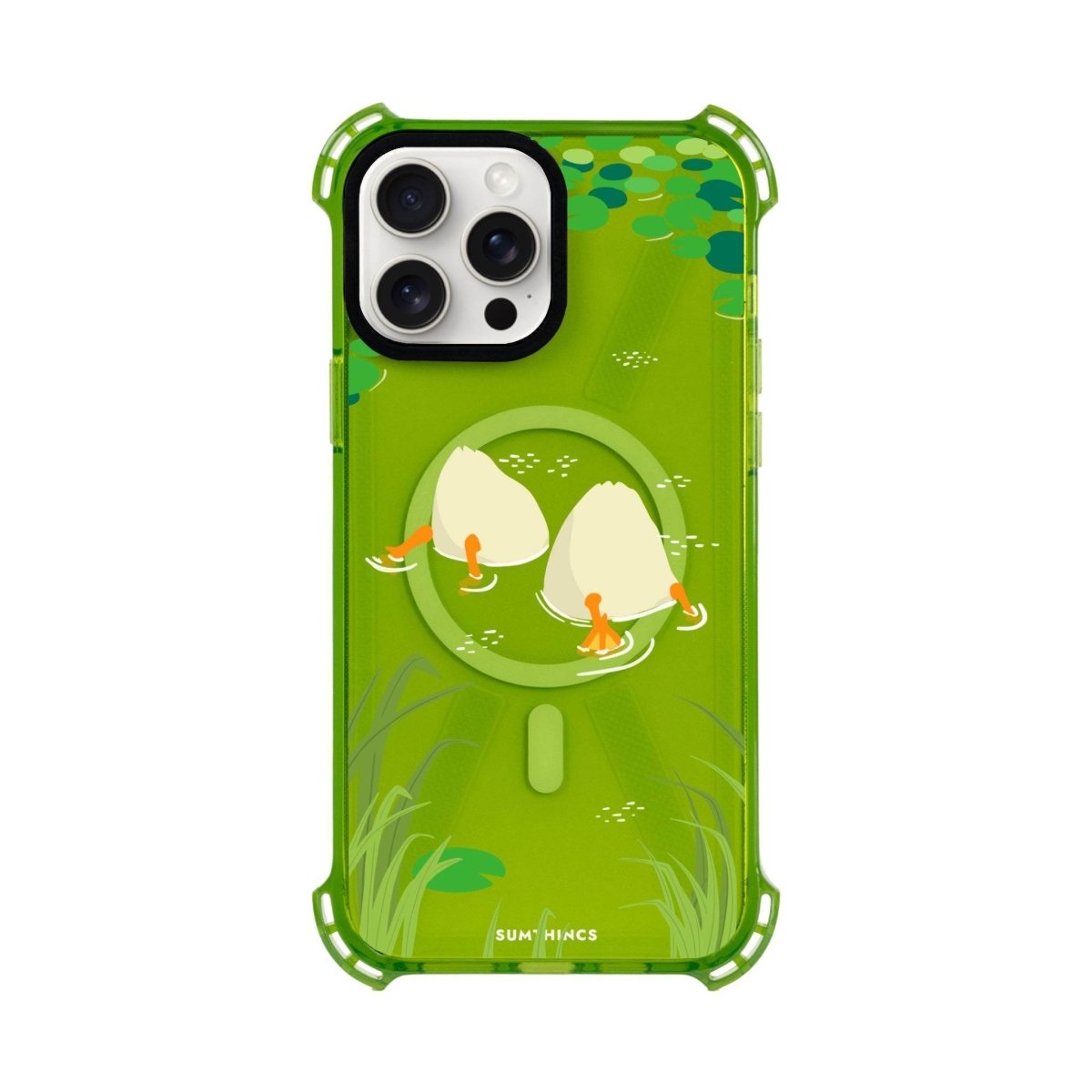 iPhone 15 Plus Ducks Bumper Magsafe Şeffaf Telefon Kılıfı Yeşil - SUMTHINCS