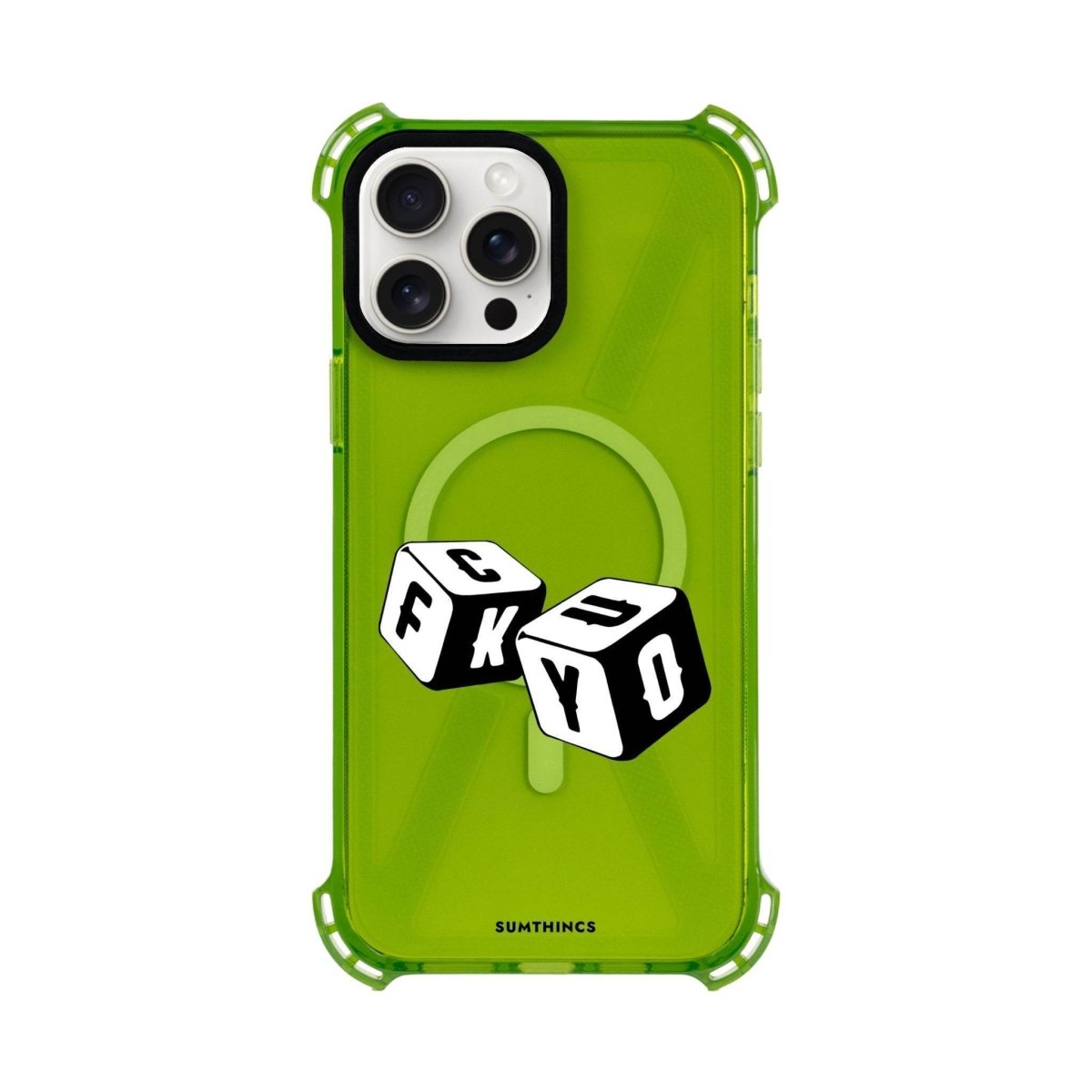 iPhone 15 Plus Fck You Bumper Magsafe Şeffaf Telefon Kılıfı Yeşil - SUMTHINCS