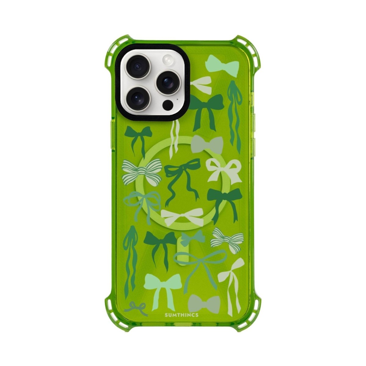 iPhone 15 Plus Green Garland Bumper Magsafe Şeffaf Telefon Kılıfı Yeşil - SUMTHINCS