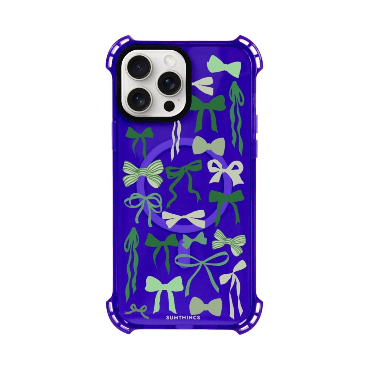 iPhone 15 Plus Green Garland Bumper Magsafe Şeffaf Telefon Kılıfı Mor - SUMTHINCS