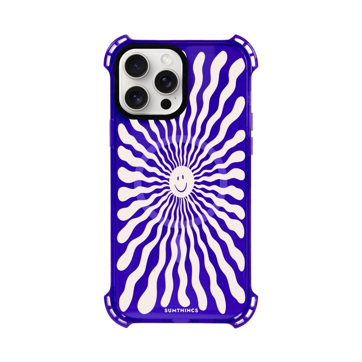 iPhone 15 Plus Happy Little Sun Bumper Magsafe Şeffaf Telefon Kılıfı Mor - SUMTHINCS