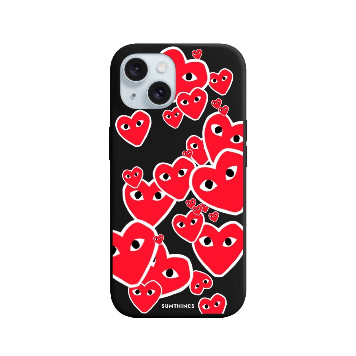 iPhone 15 Plus Hearts Premium Telefon Kılıfı Siyah - SUMTHINCS