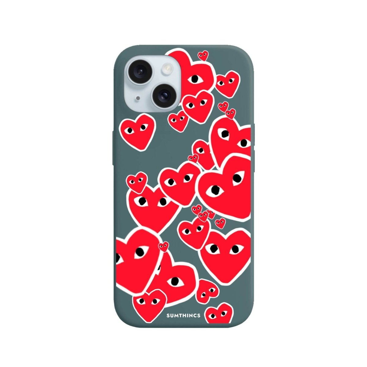 iPhone 15 Plus Hearts Premium Telefon Kılıfı Kaktüs Yeşili - SUMTHINCS