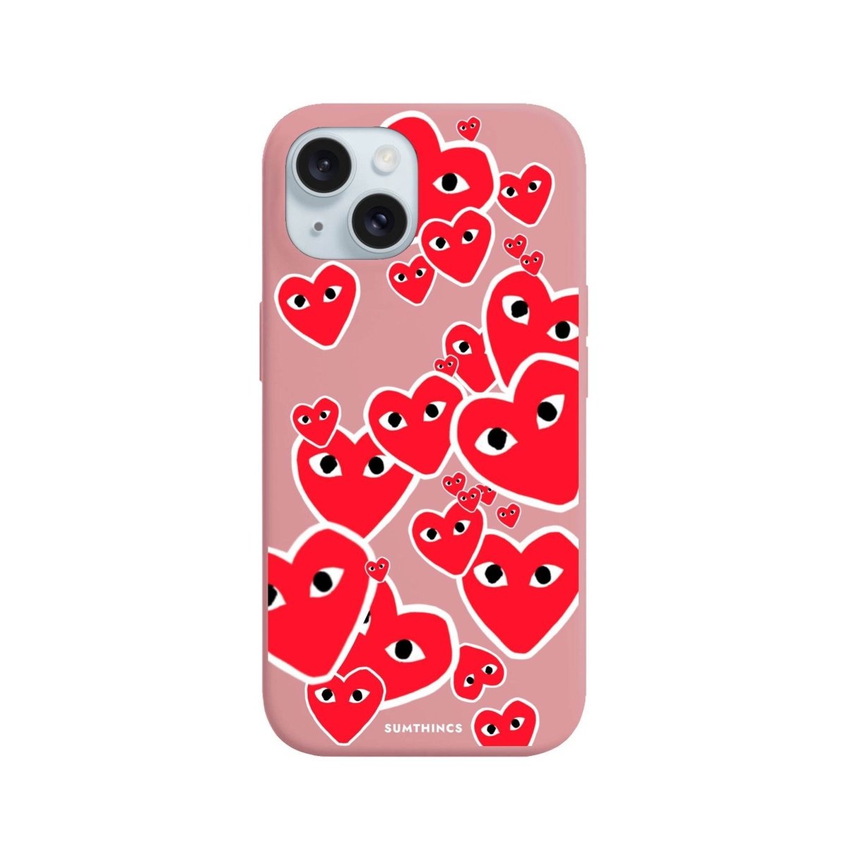 iPhone 15 Plus Hearts Premium Telefon Kılıfı Pembe - SUMTHINCS