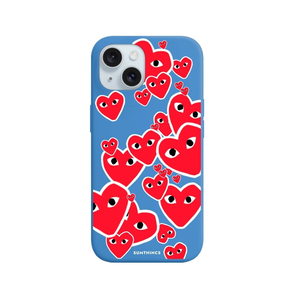 iPhone 15 Plus Hearts Premium Telefon Kılıfı Mavi - SUMTHINCS
