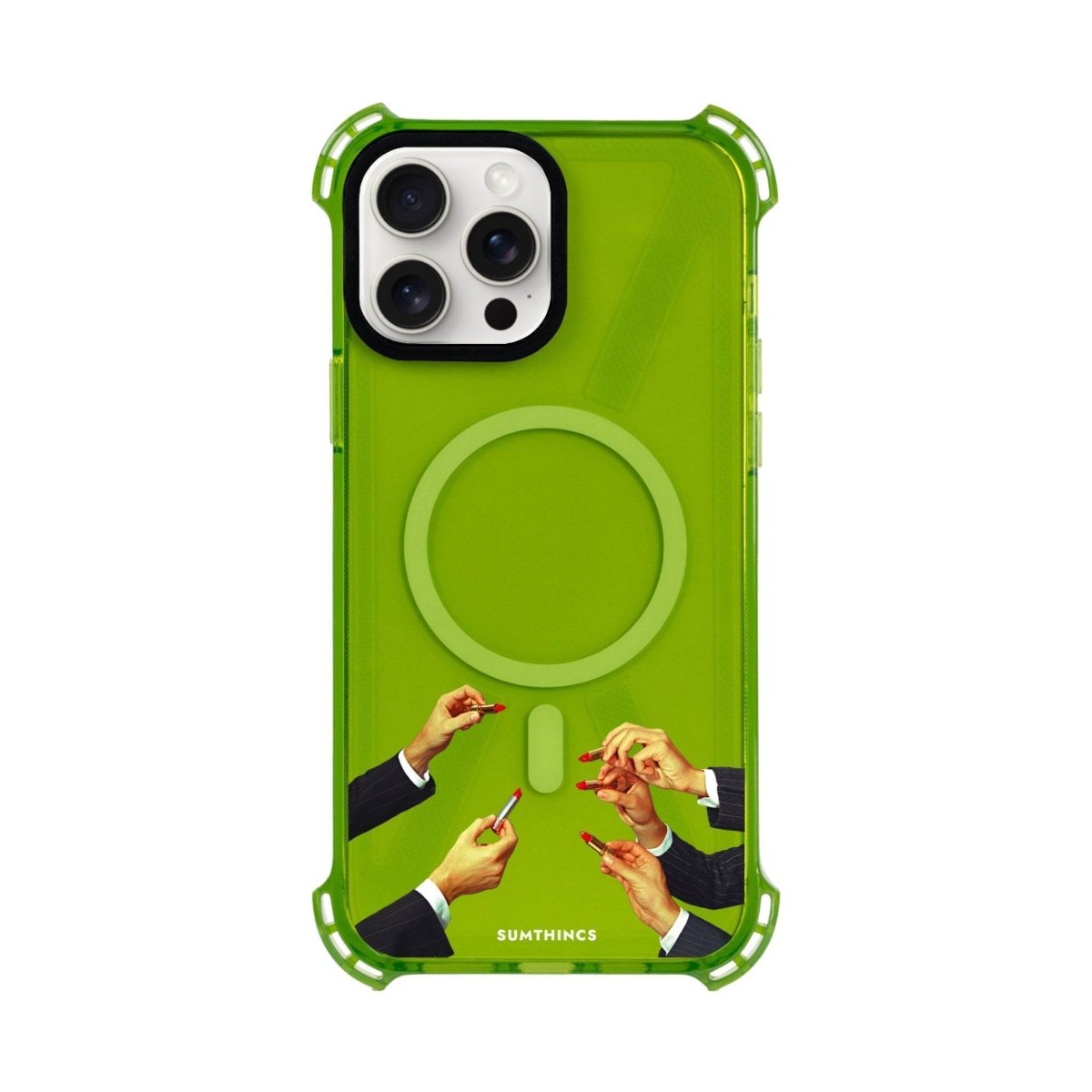 iPhone 15 Plus Lipstick Bumper Magsafe Şeffaf Telefon Kılıfı Yeşil - SUMTHINCS