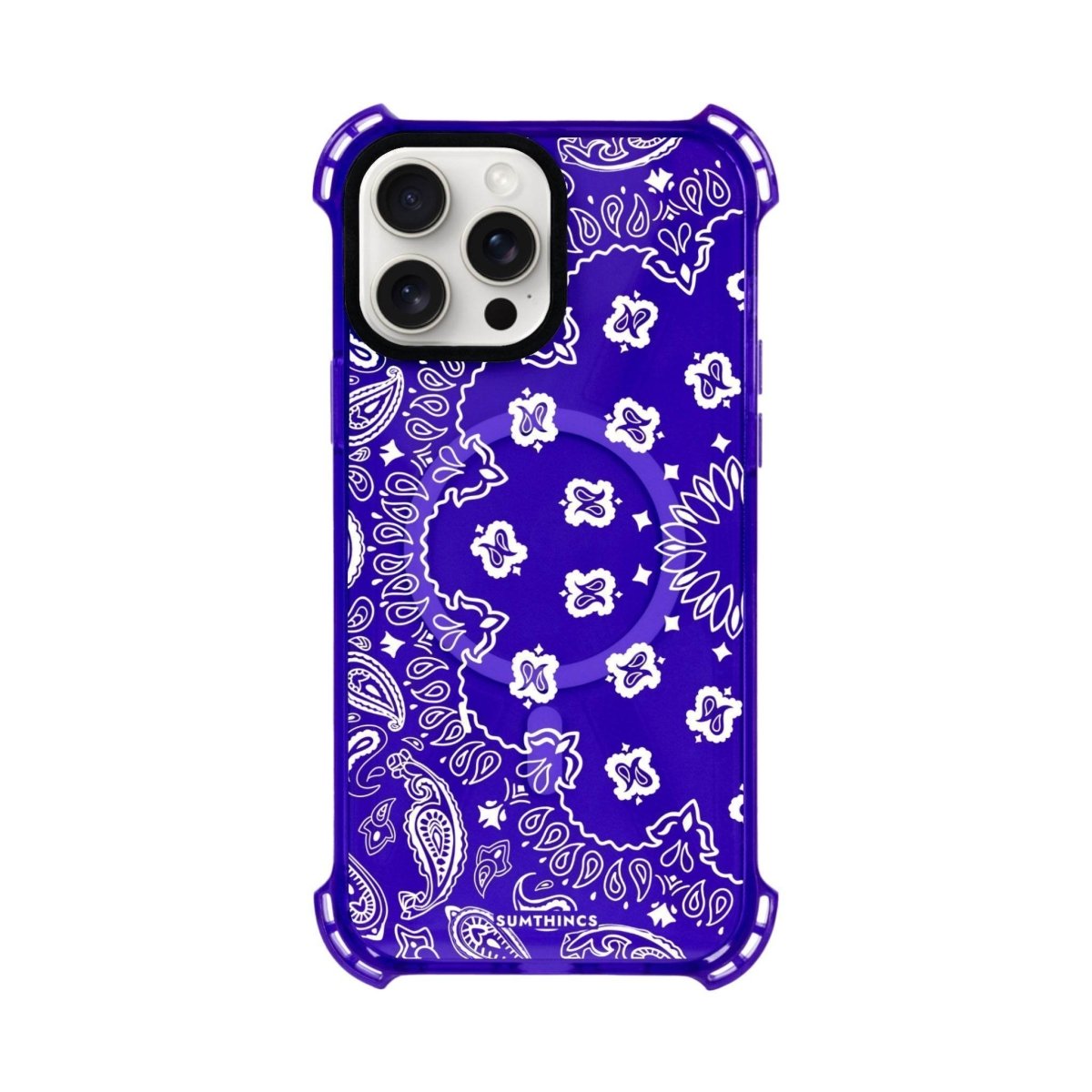 iPhone 15 Plus Paisley Bumper Magsafe Şeffaf Telefon Kılıfı Mor - SUMTHINCS