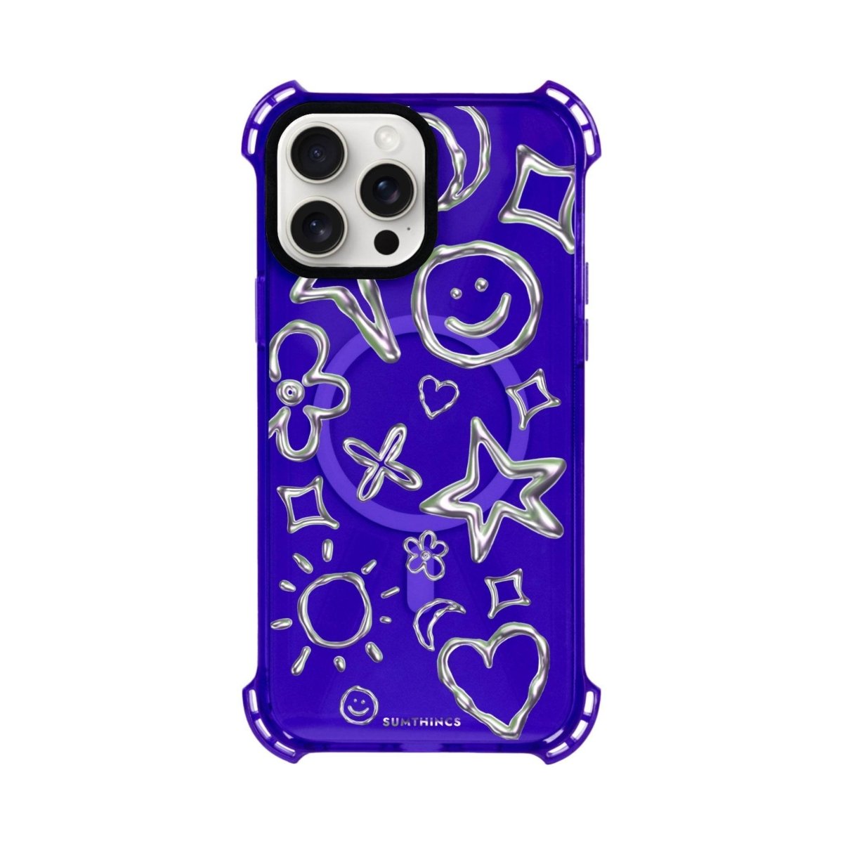iPhone 15 Plus Silver Doodles Bumper Magsafe Şeffaf Telefon Kılıfı Mor - SUMTHINCS