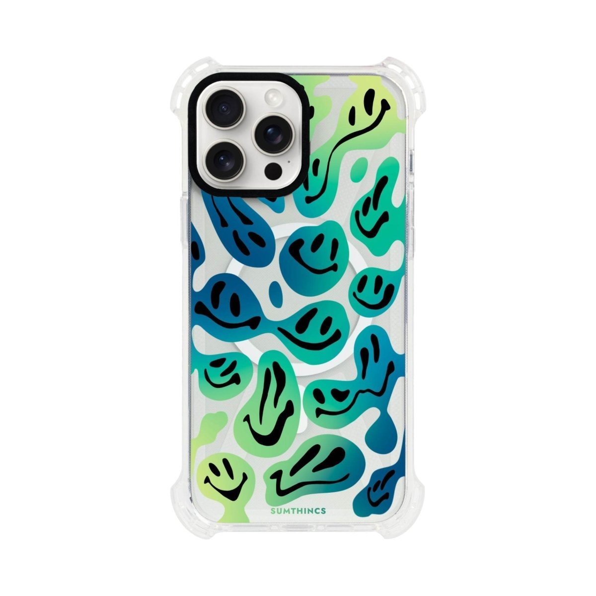 iPhone 15 Plus Smiley Bumper Magsafe Şeffaf Telefon Kılıfı Beyaz Şeffaf - SUMTHINCS