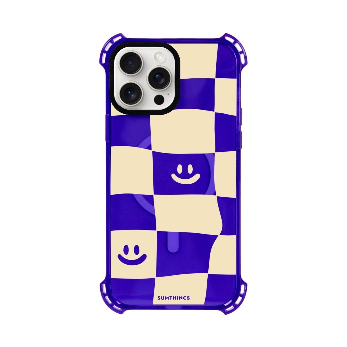 iPhone 15 Plus Smiling Check Bumper Magsafe Şeffaf Telefon Kılıfı Mor - SUMTHINCS