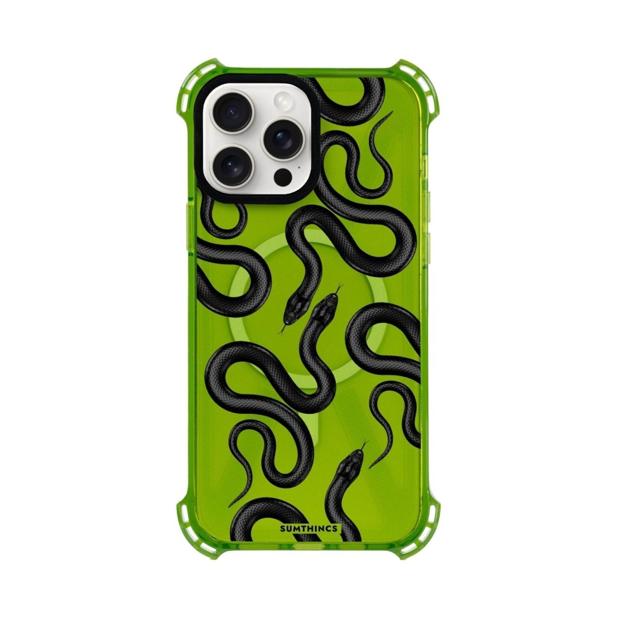 iPhone 15 Plus Snakes Bumper Magsafe Şeffaf Telefon Kılıfı Yeşil - SUMTHINCS