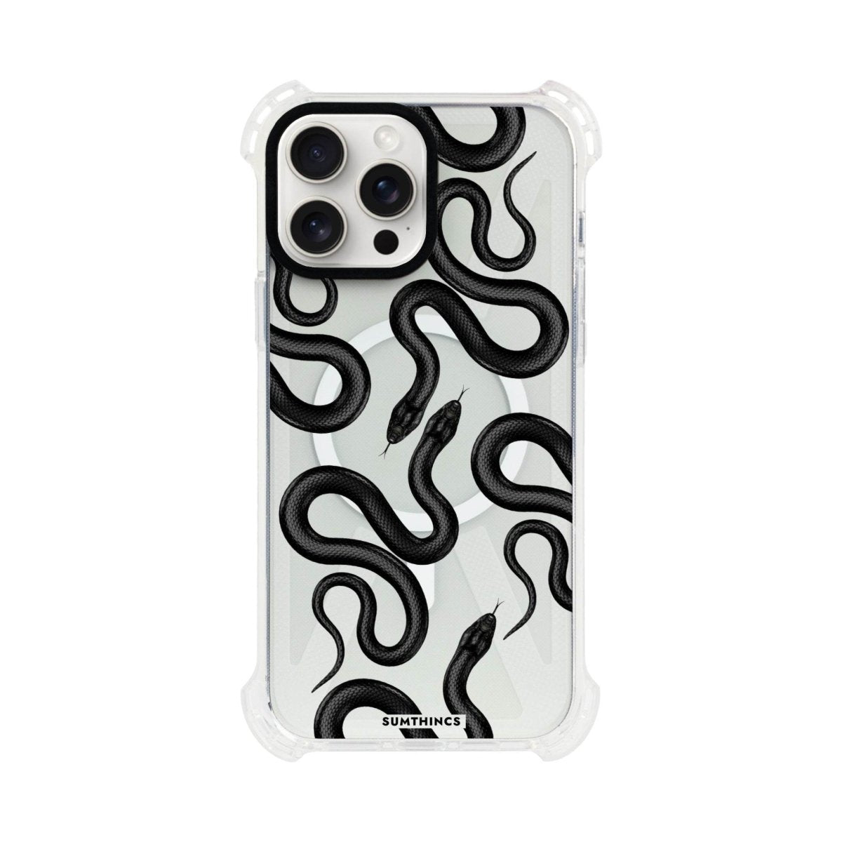iPhone 15 Plus Snakes Bumper Magsafe Şeffaf Telefon Kılıfı Beyaz Şeffaf - SUMTHINCS