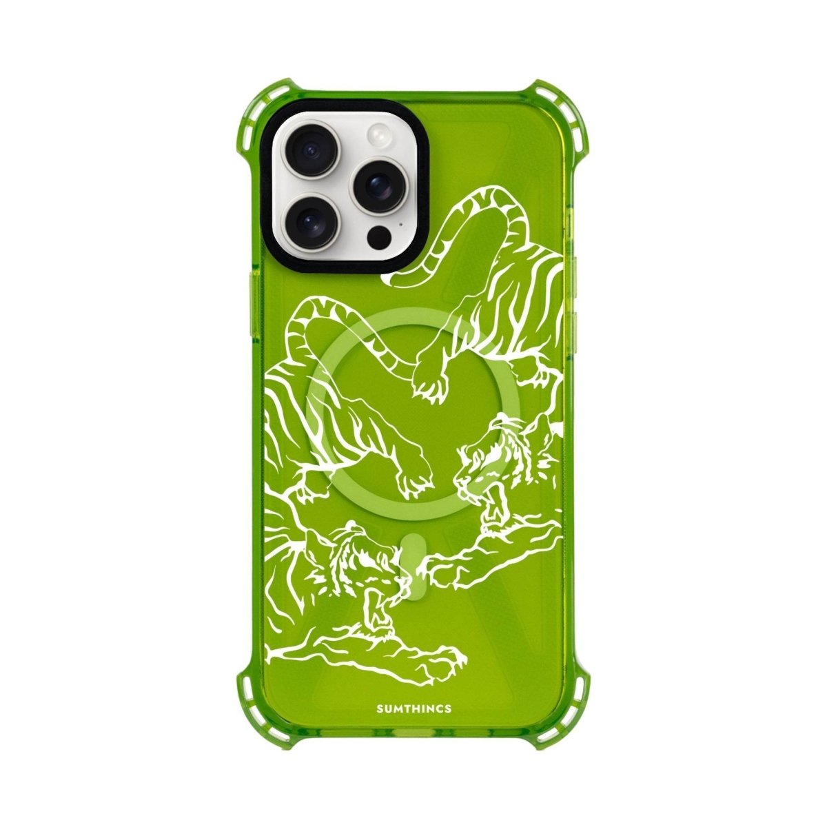 iPhone 15 Plus Tigers Bumper Magsafe Şeffaf Telefon Kılıfı Yeşil - SUMTHINCS