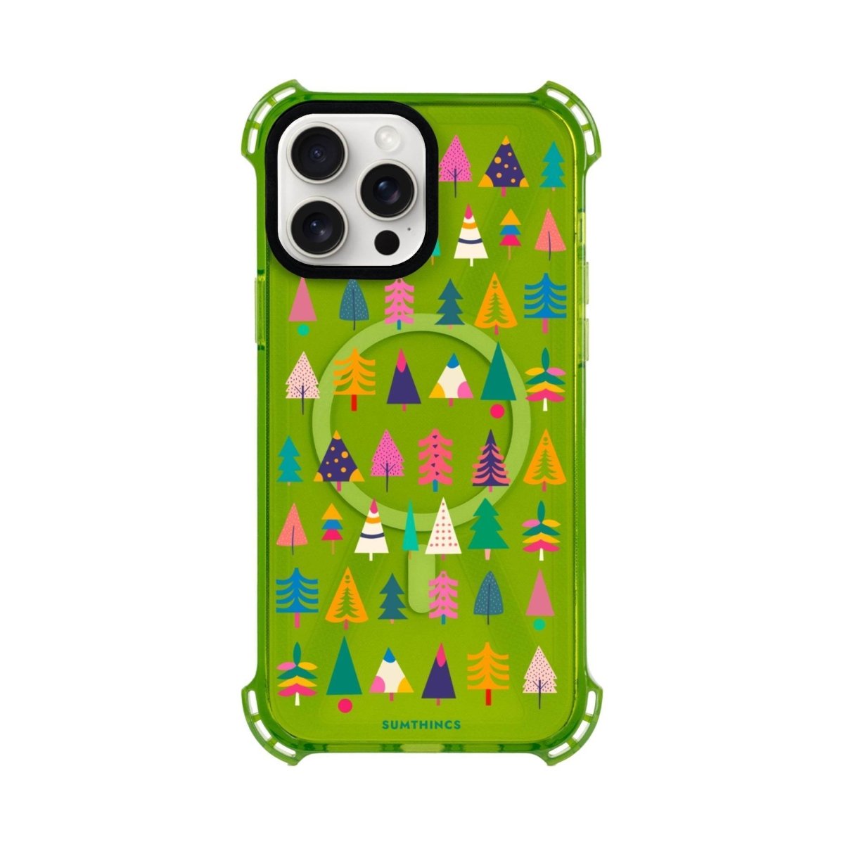 iPhone 15 Plus Tiny Forest Bumper Magsafe Şeffaf Telefon Kılıfı Yeşil - SUMTHINCS