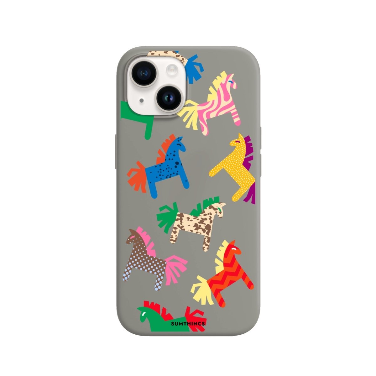 iPhone 15 Ponies Premium Telefon Kılıfı Gri - SUMTHINCS