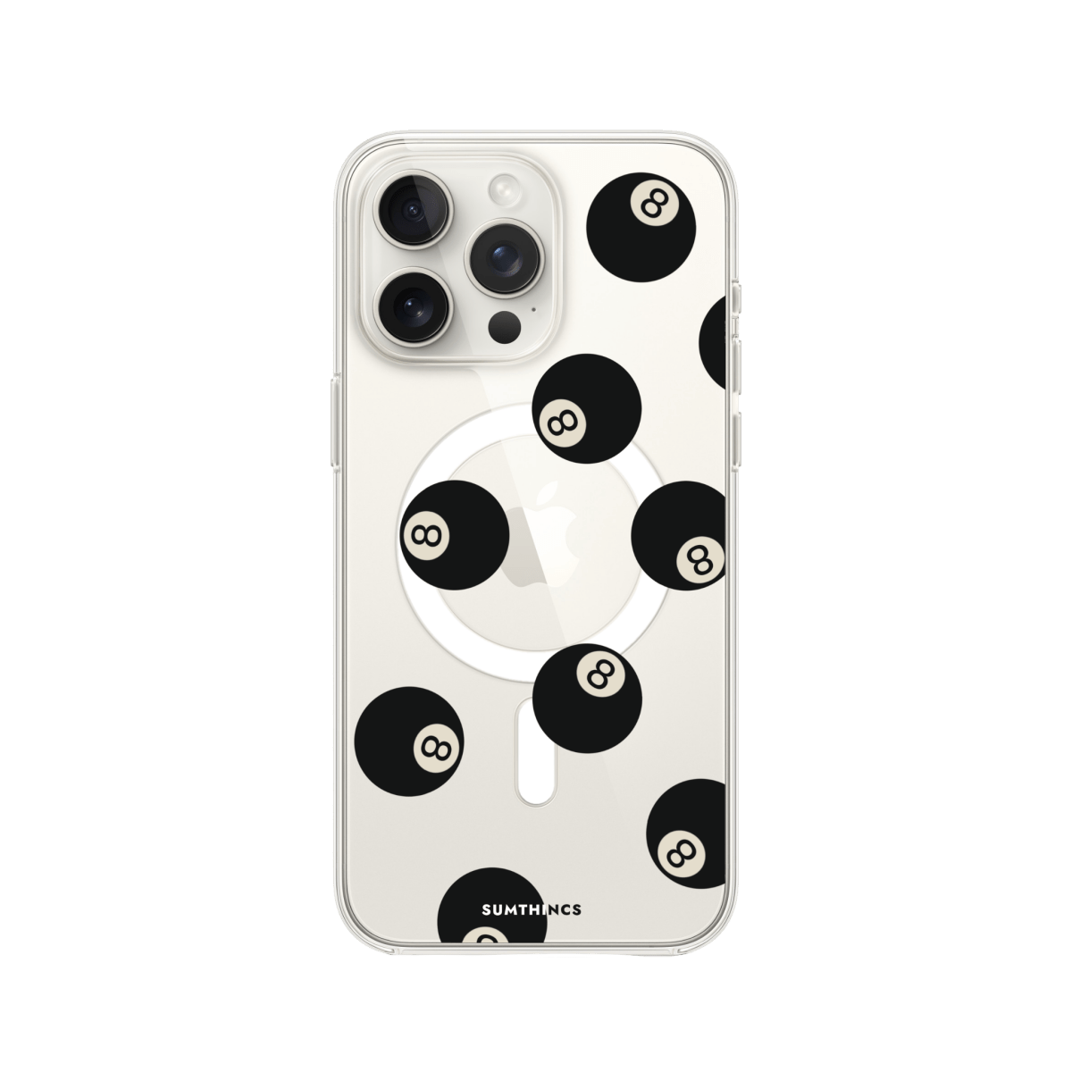 iPhone 15 Pro 8Ball Clear Magsafe Şeffaf Telefon Kılıfı - SUMTHINCS